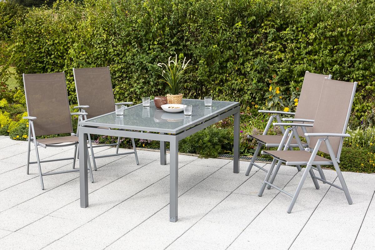 Set Zložljivih Vrtnih Stolov Amalfi, 2 Kos, Rjavosiva - srebrne barve/rjavosiva, Romantika, kovina/tekstil (57/108/65cm) - Gardenson