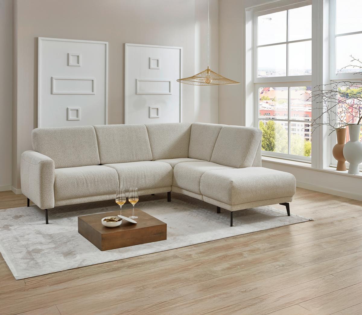 Wohnlandschaft Bassano Rechts Naturfarben - Schwarz/Naturfarben, Modern, Holz/Holzwerkstoff (235/85-88/190cm) - Premium Living