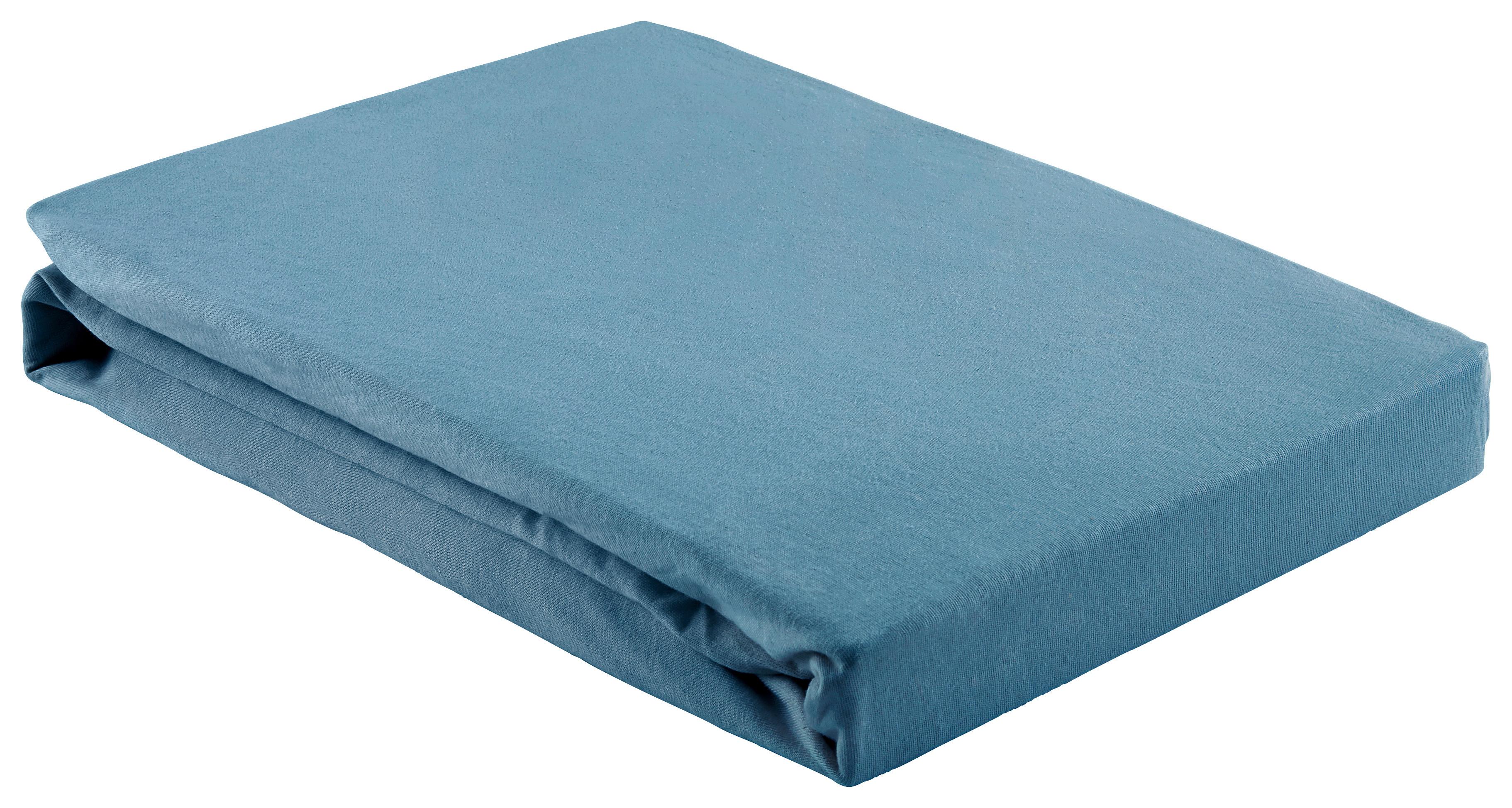 Spannbetttuch Basic in Blau ca. 150x200cm - Dunkelblau, Textil (150/200cm) - Modern Living