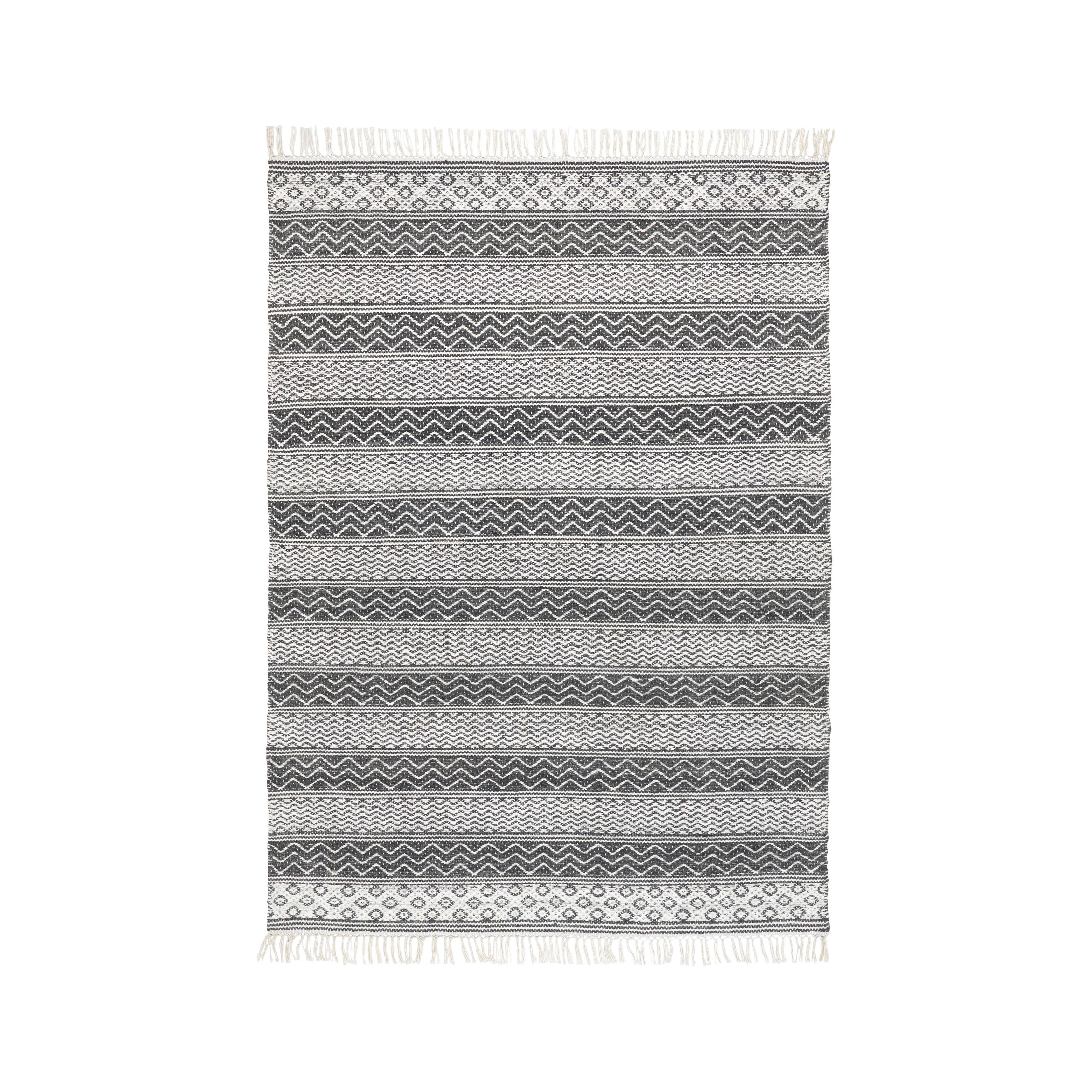 Covor țesut de mână OSSI - alb/negru, Modern, textil (120/170cm) - Modern Living