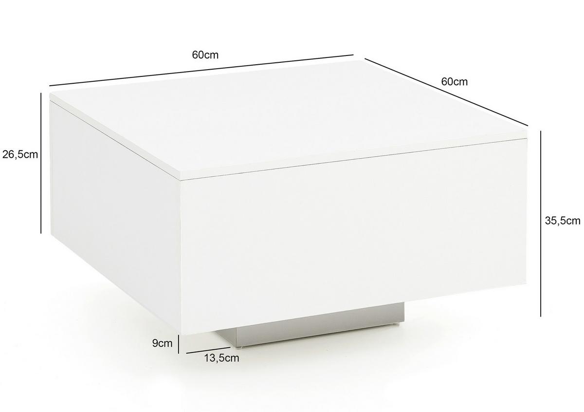 Klubska Miza Couchtisch - bela, Moderno, leseni material (60/60/35,5cm) - MID.YOU