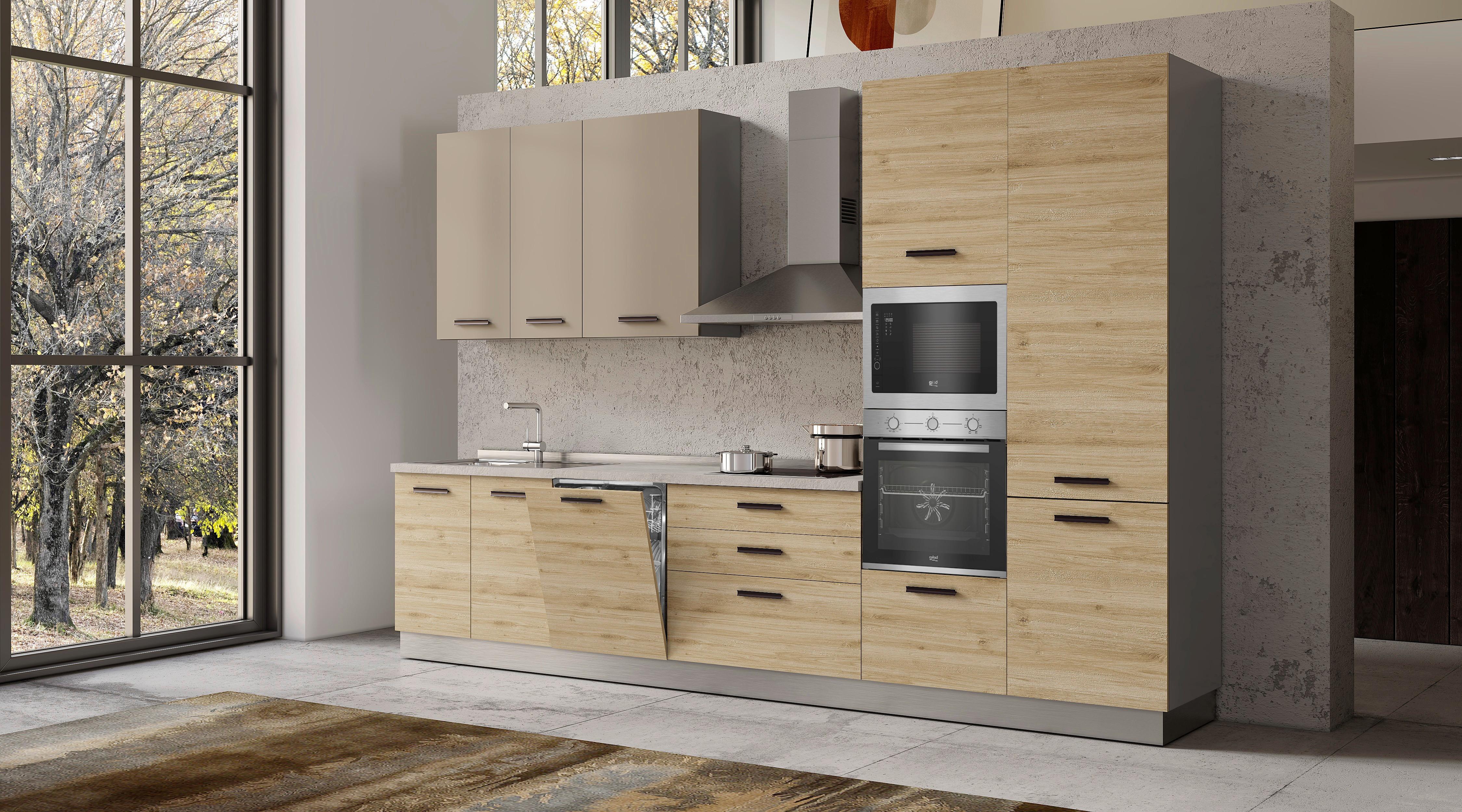 Blok Kuhinja Sa Uređajima Rovere - boja hrasta/kapućino, Moderno, metal/pločasti materijal (360/240/60cm) - Mömax