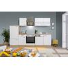 Küchenblock Merle mit Geräten ca. 280 cm Weiß - Eichefarben/Alufarben, Basics, Holzwerkstoff/Metall (280cm) - Respekta