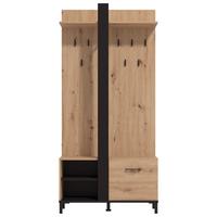 Előszobafal Capitello - fekete/Artisan tölgy, Modern, faalapú anyag (89,5/191/33cm)