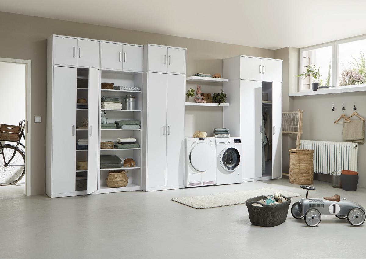 SZAFA UCHYLNA EASY - kolor srebrny/biały, Basics, materiał drewnopochodny/tworzywo sztuczne (106/194/54cm) - Xora