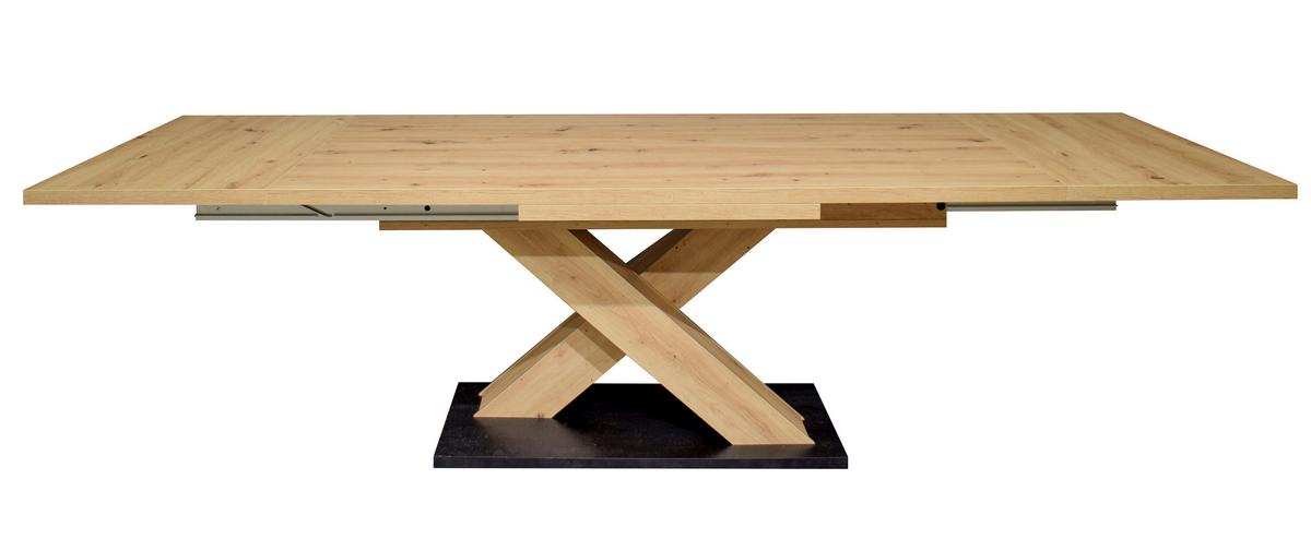 Raztegljiva Miza Komfort 2.0 X - črna/hrast artisan, Moderno, leseni material (180-280/90/76cm) - Mömax