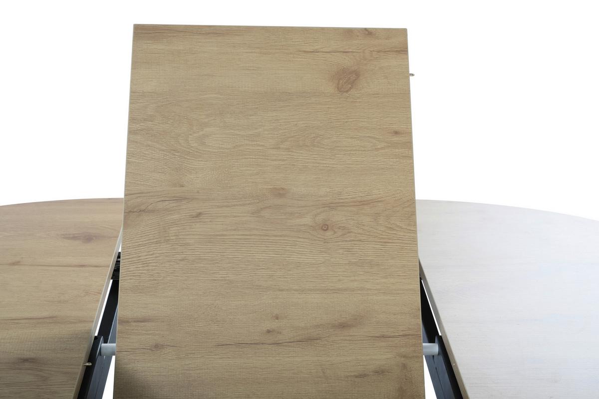 Masa ROTO - culoare lemn stejar/negru, Modern, metal/material pe bază de lemn (120+40/76/120cm) - Mömax