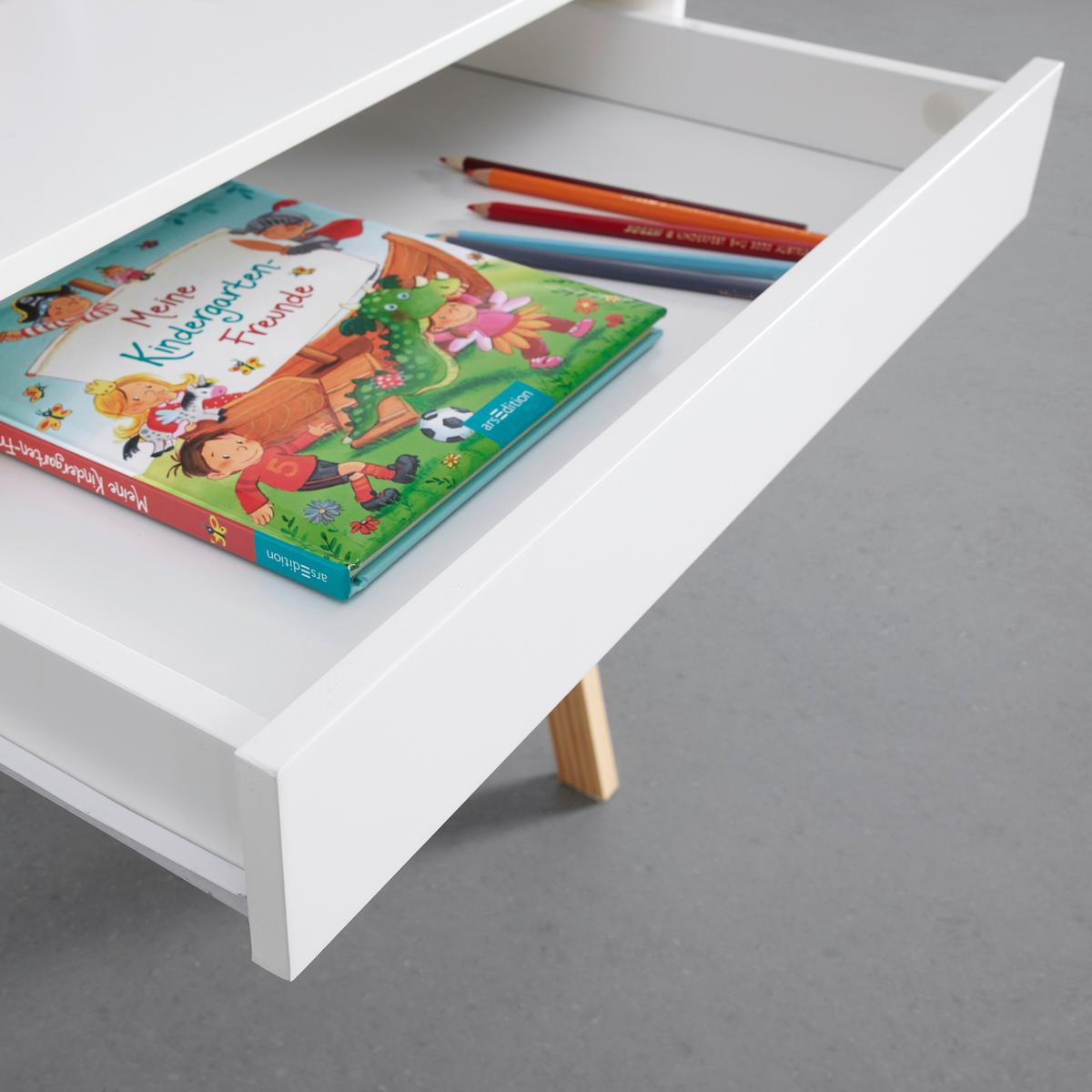 Kindertisch Pino Weiß Echtholz/MDF ca. 60x45 cm - Weiß/Kieferfarben, MODERN, Holz (60/45/60cm) - Bessagi Kids
