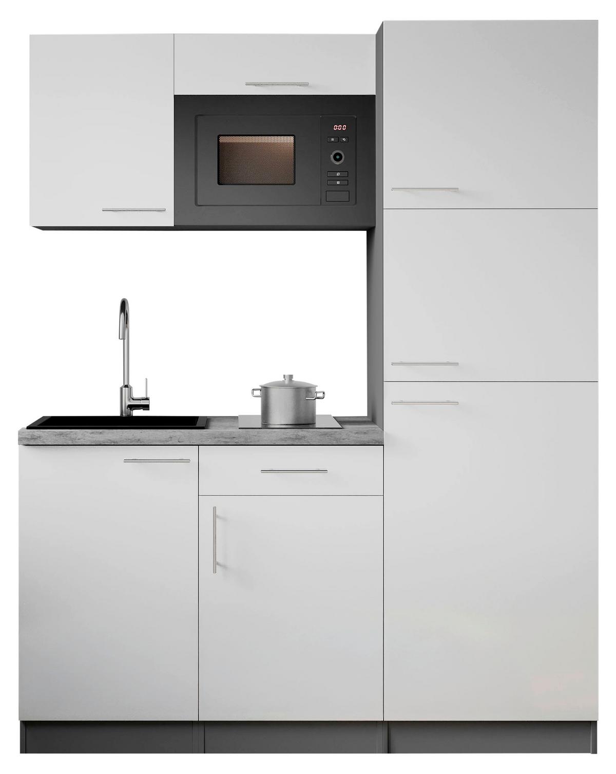 Küchenblock Oliver m. Geräten Weiß - Weiß/Grau, Trend, Holzwerkstoff/Metall (160cm) - Respekta