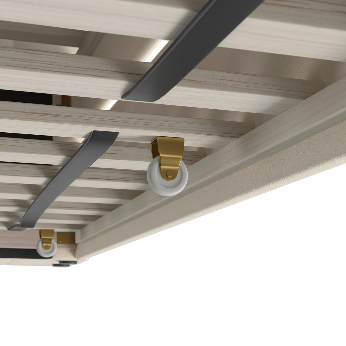 Ausziehbett Tasha ca. 90x200 cm Elfenbein - Hellbraun/Elfenbein, MODERN, Holz/Kunststoff (90/200cm) - Bessagi Home