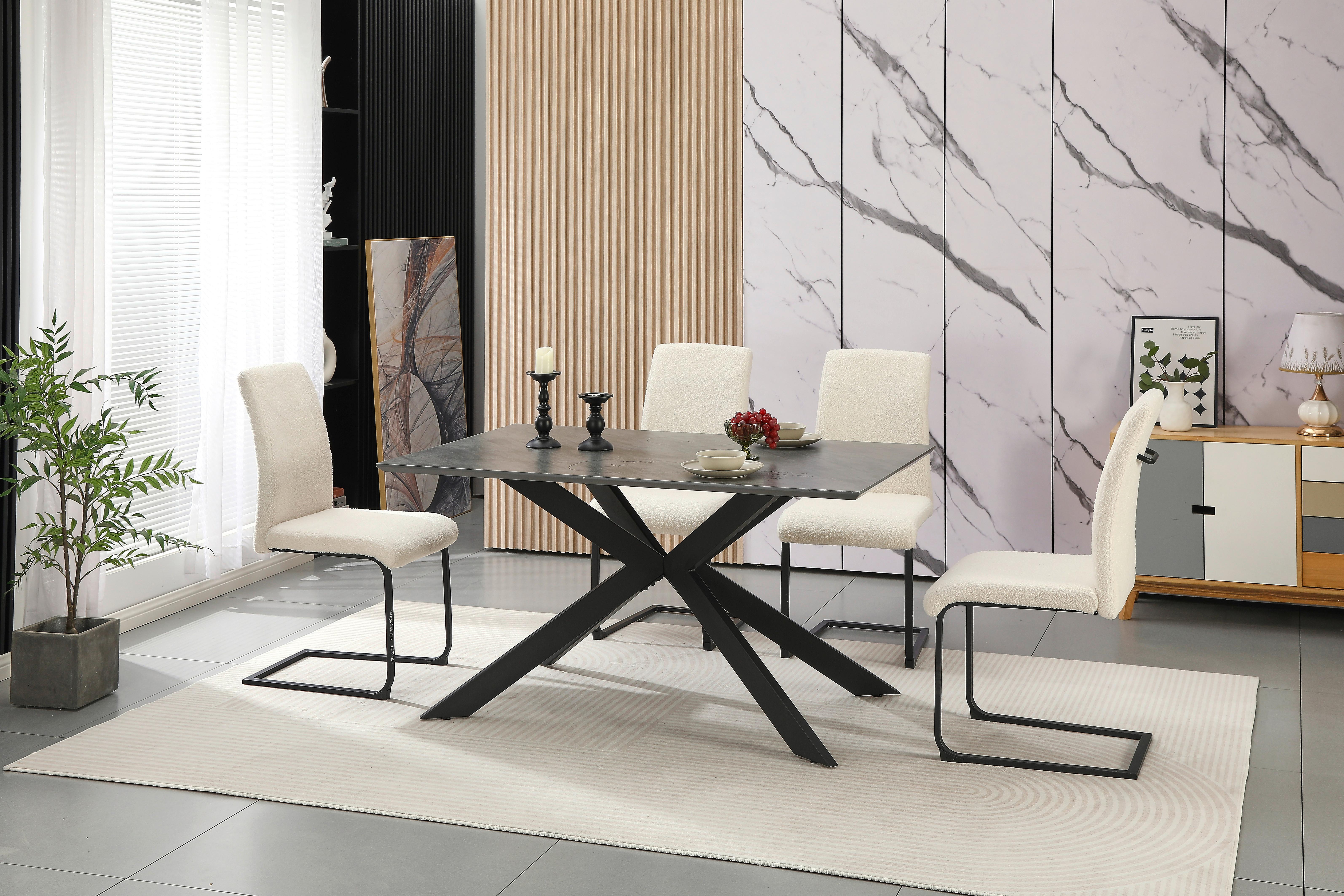 Jedilna Garnitura Brisbane, Bela, Siva, 5-Delno - siva/črna, Moderno, kovina/tekstil (140/75/90cm)