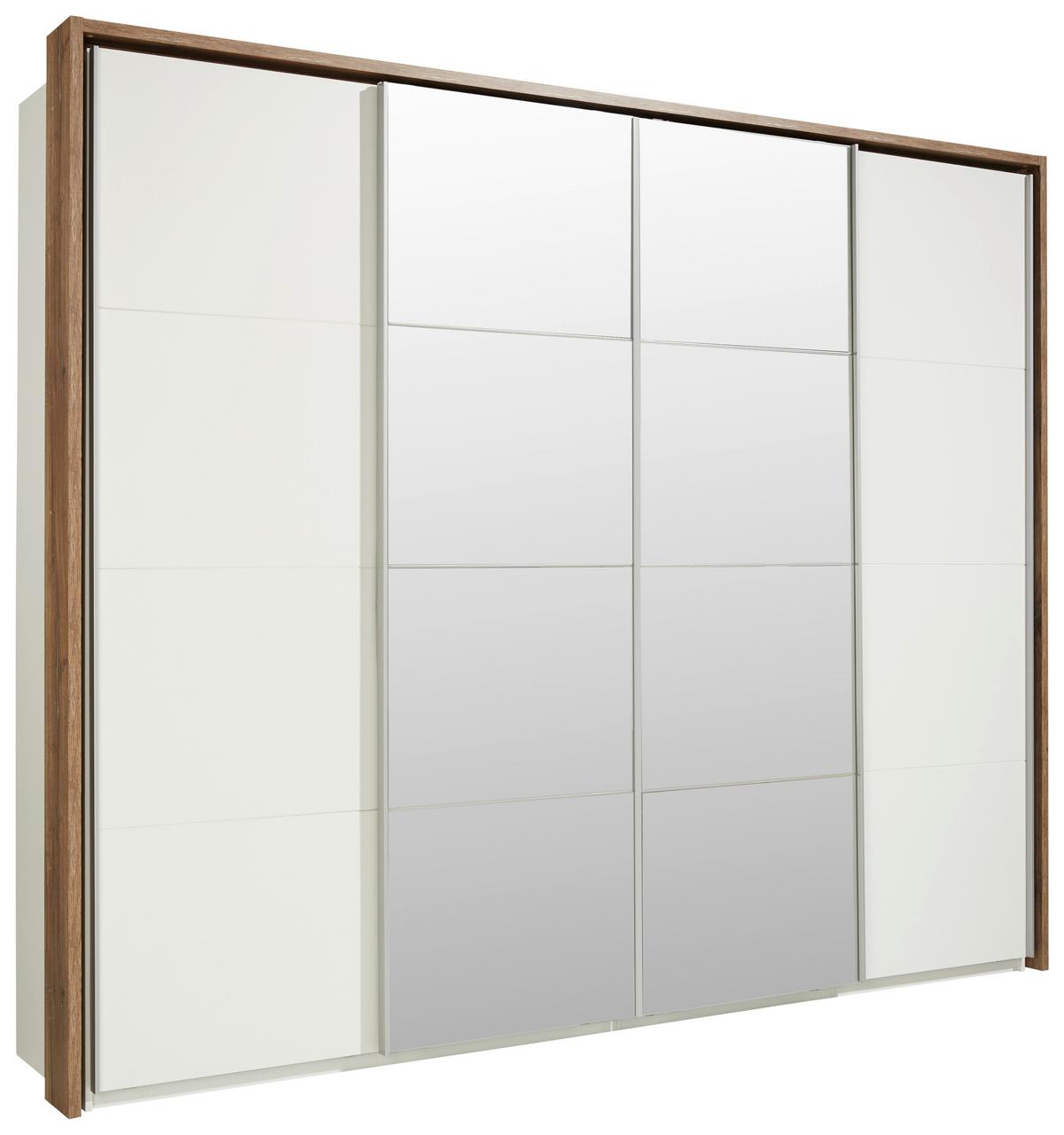 Schwebetürenschrank in Weiss - Weiss/Alufarben, Konventionell, Holzwerkstoff/Metall (270/226/60cm) - Premium Living