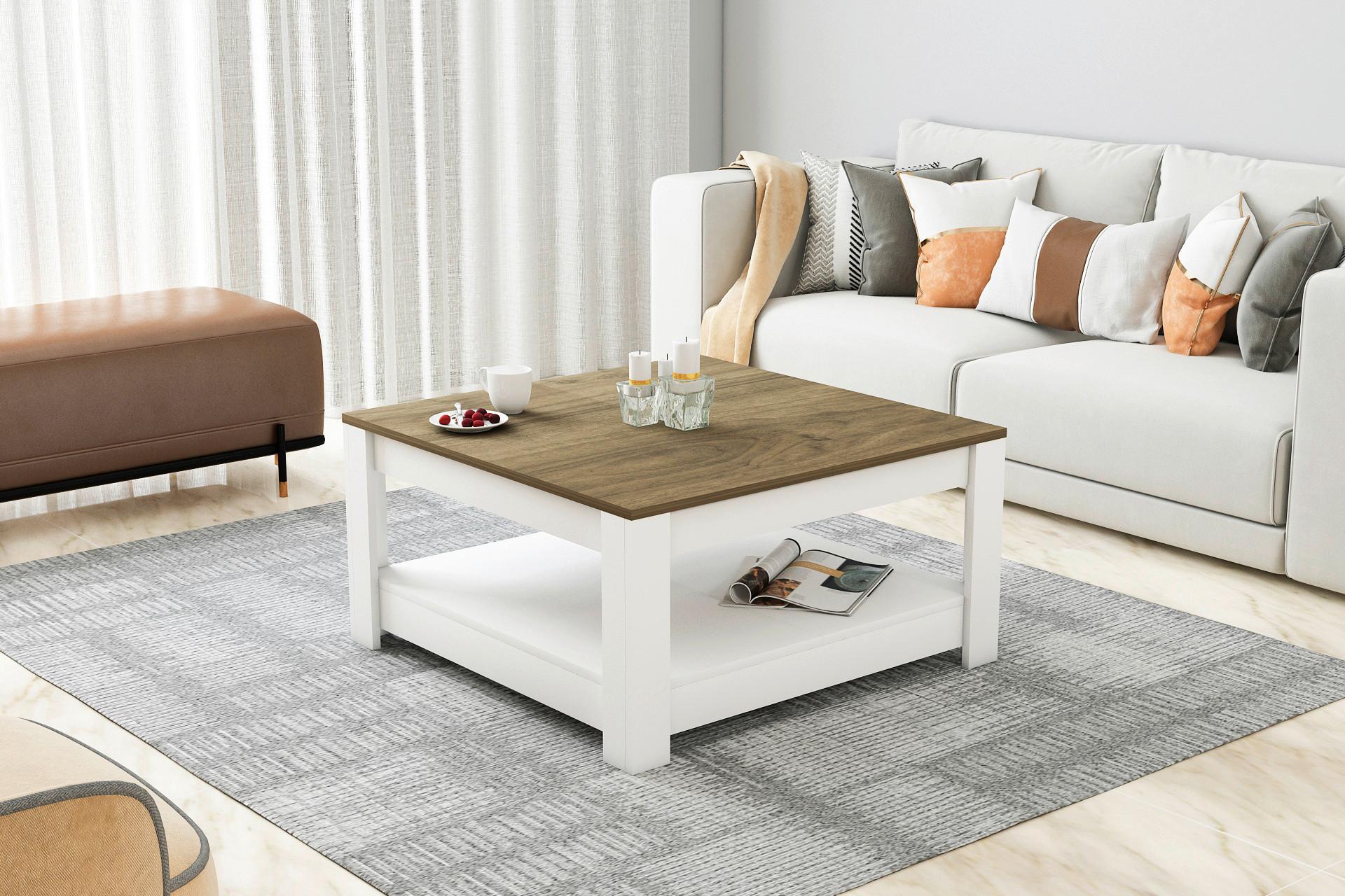 Klubska Miza Athena - barva oreha/bela, Design, leseni material (89/89/45cm) - Livetastic