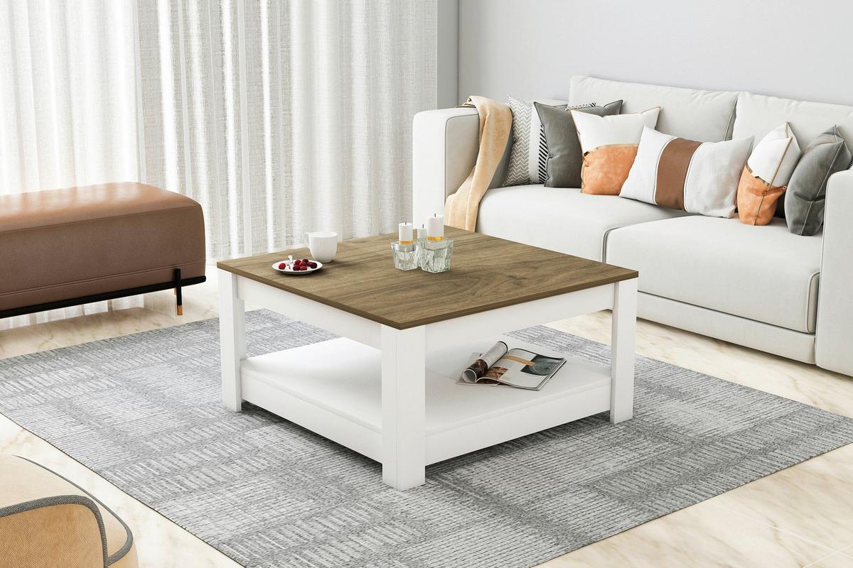 Klubska Miza Athena - barva oreha/bela, Design, leseni material (89/89/45cm) - Livetastic