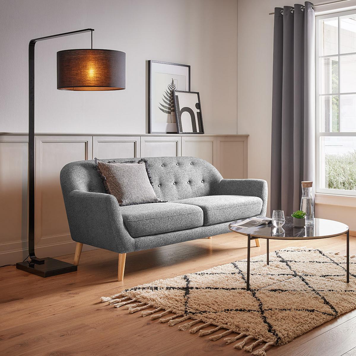 Sofa Anela Grau Webstoff - Naturfarben/Grau, MODERN, Holz/Textil (168/79/84cm) - Bessagi Home
