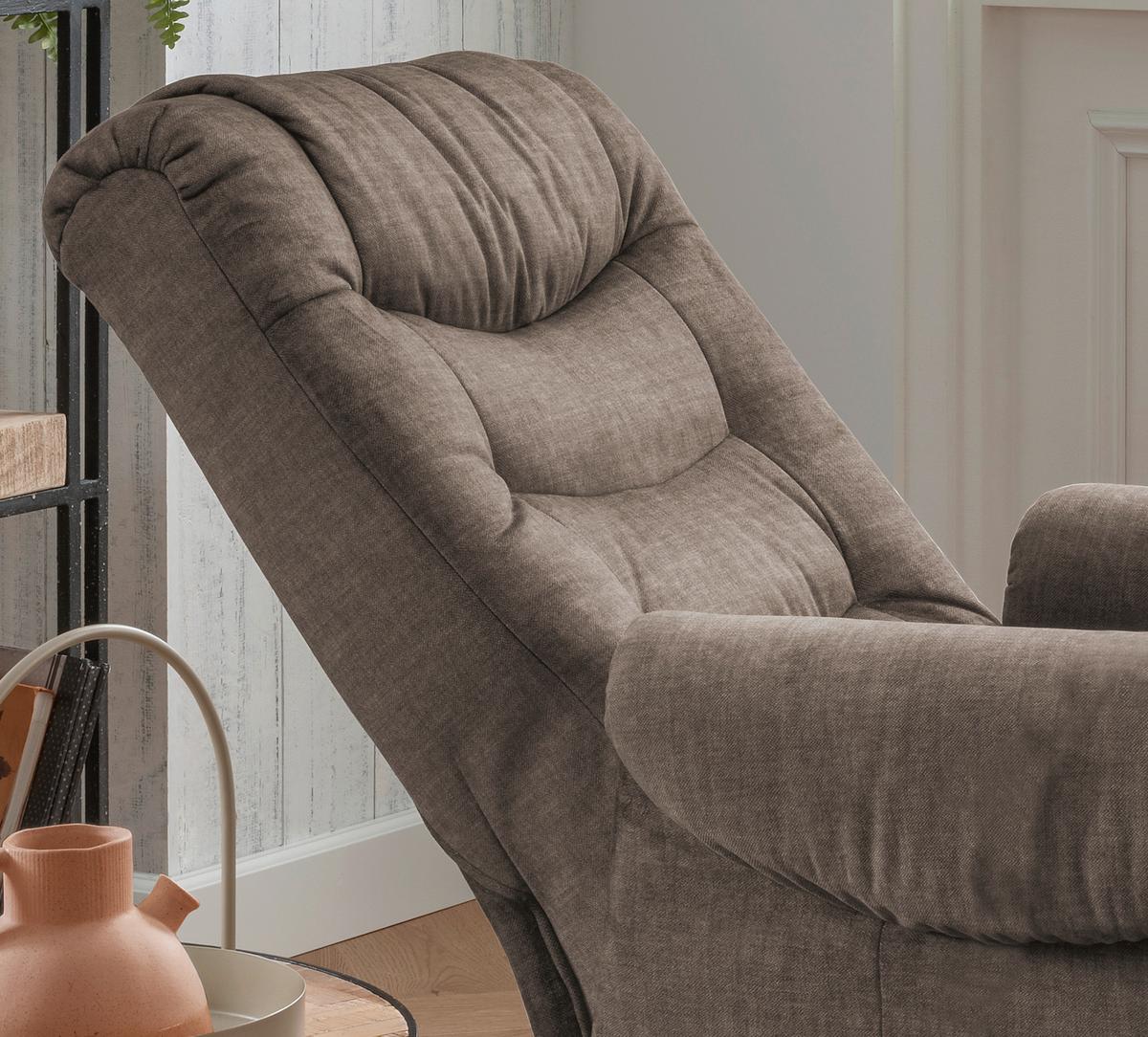 Fernsehsessel Nino Braun Velours - Schwarz/Braun, Design, Kunststoff/Textil (78/107/93cm) - Livetastic