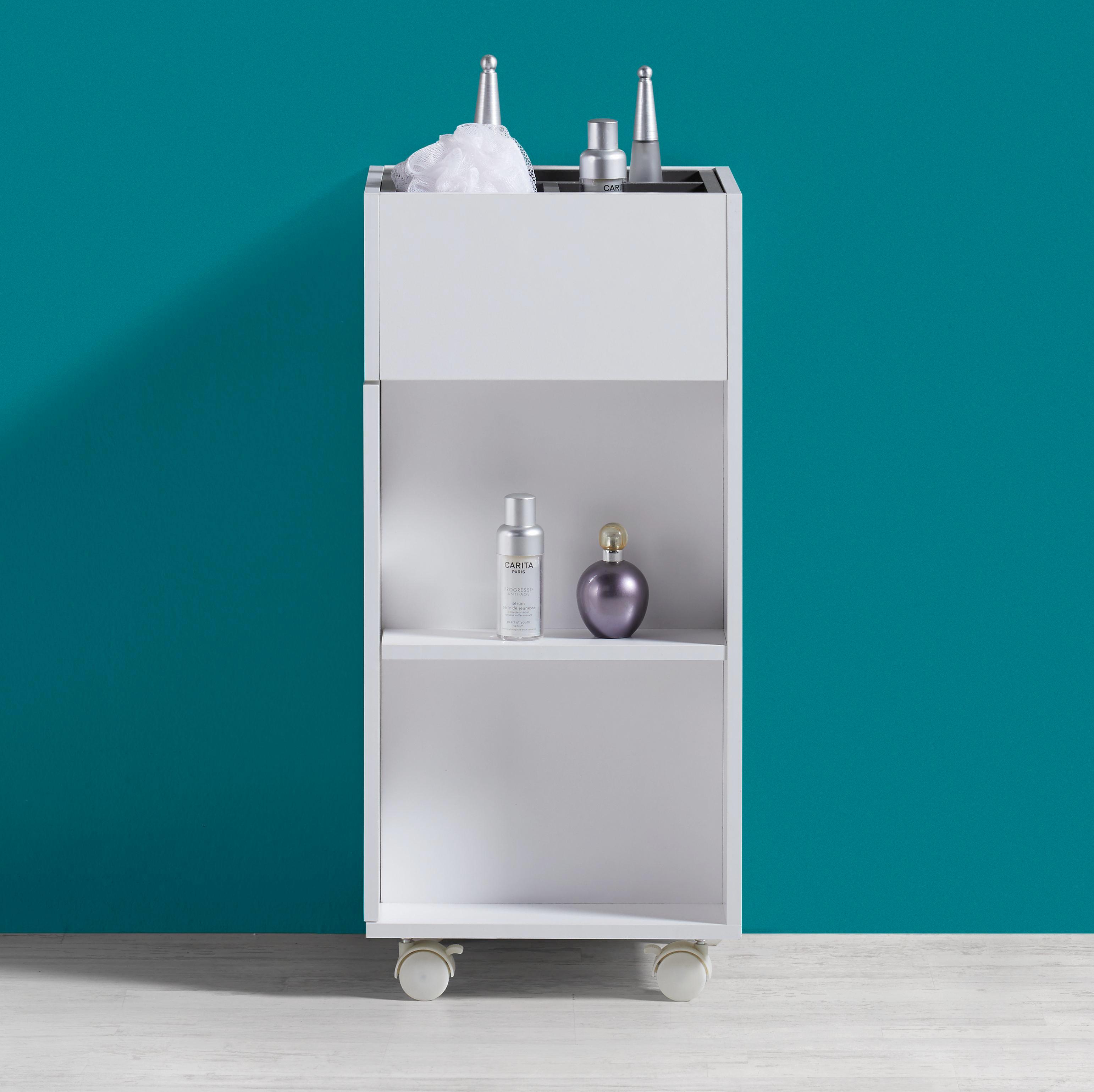 Unterschrank Weiß mit Rollen Bianco - Dunkelgrau/Weiß, MODERN, Holz/Kunststoff (30,6/66/30cm) - Bessagi Home