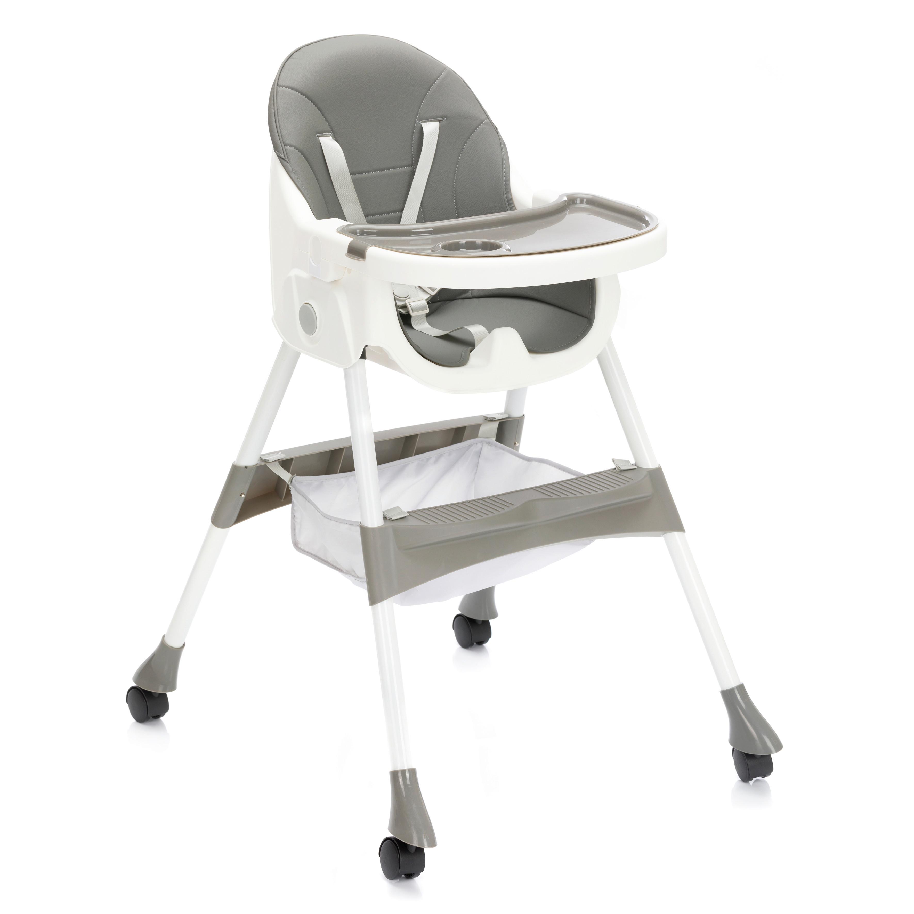 WYSOKIE KRZESŁO FINN - biały/szary, Basics, metal/tkanina (71/60/95cm) - Fillikid