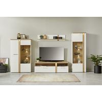 Comodă TV VIOLA - alb/culoare lemn stejar, Modern, plastic/metal (163,2/50,7/53,9cm) - Premium Living