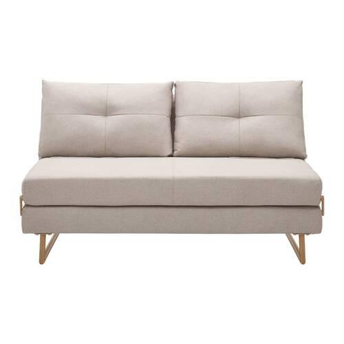 Schlafsofa "Malic", beige, Webstoff - Eichefarben/Beige, MODERN, Textil/Metall (150/84/90cm) - Bessagi Home