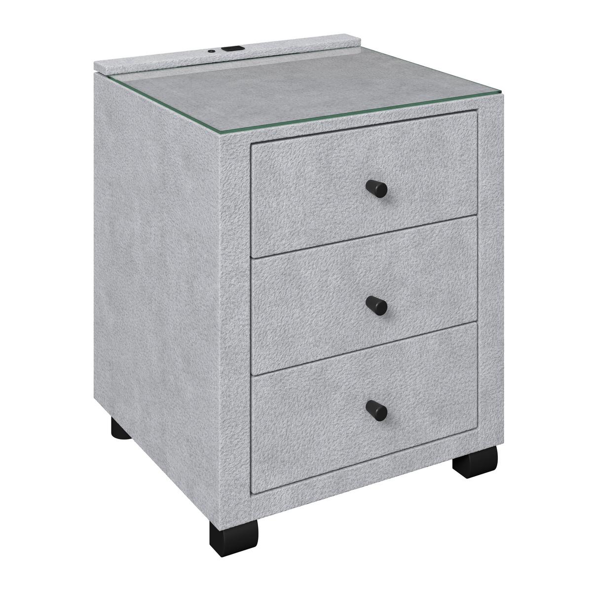 Noćni Ormarić Elysia - svijetlo siva, Trend, staklo/drvni materijal (48/68/45,5cm) - Premium Living