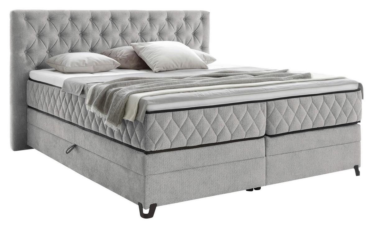 Boxspring Krevet Carmen - srebrne boje/tirkizna, Konvencionalno, drvni materijal/drvo (180/200cm) - Modern Living