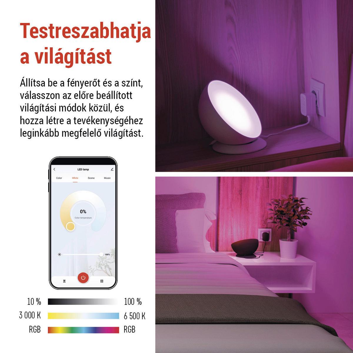 Led Hangulatlámpa Gosmart - fehér, Basics, műanyag