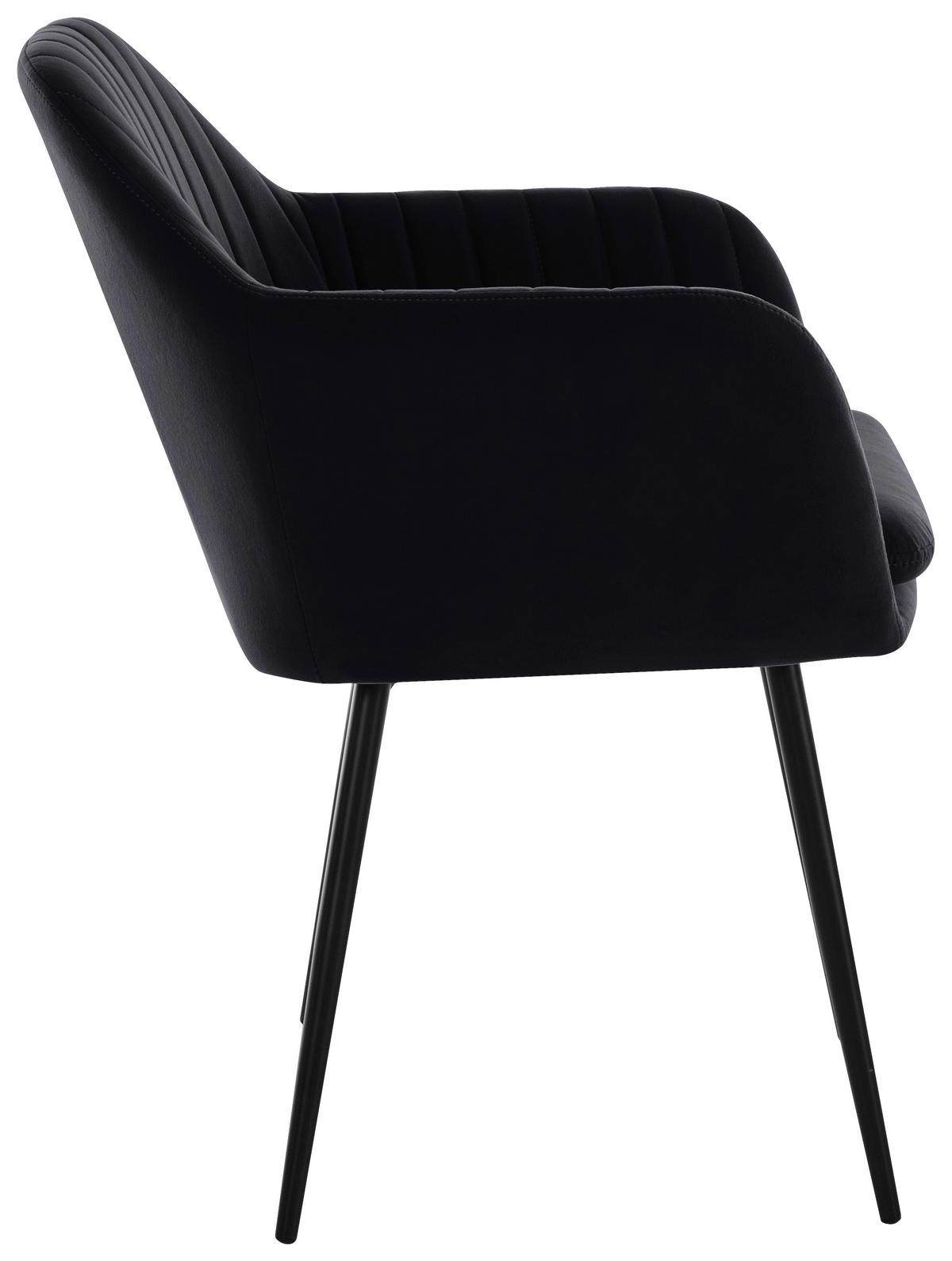 Armlehnstuhl Mila 2er-Set Schwarz samt - Schwarz, MODERN, Textil/Metall (59/84/66cm) - MID.YOU