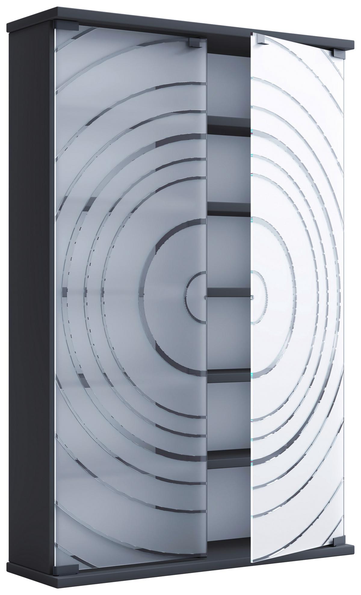 Regal Tilano L, Antracit - antracit, Design, steklo/leseni material (60/92/18cm) - MID.YOU