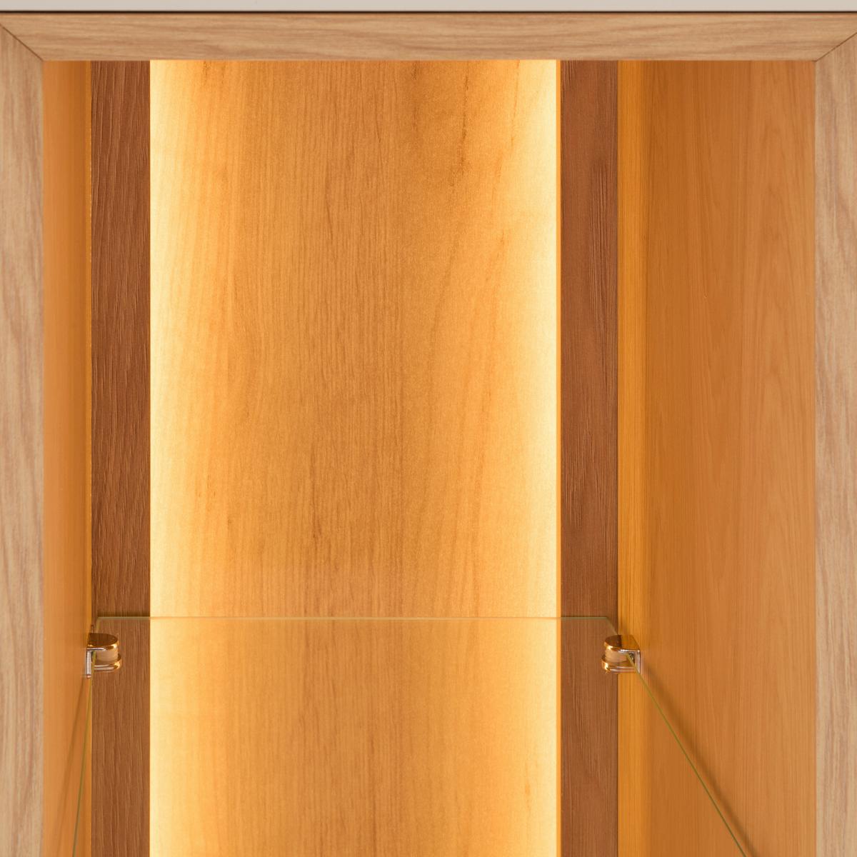 Vitrine Velasca Eichefarben/Kaschmir - Kaschmir/Eichefarben, MODERN, Glas/Holzwerkstoff (74,2/185/40cm) - Premium Living