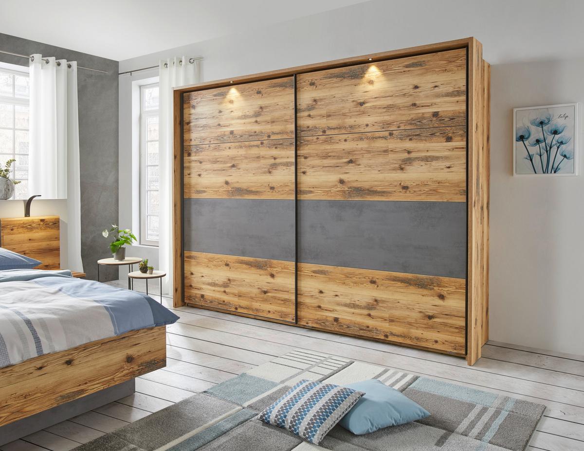 Dulap cu uși glisante Alicante - culoare lemn molid/culoare lemn stejar, Modern, material pe bază de lemn (270/210/60cm)