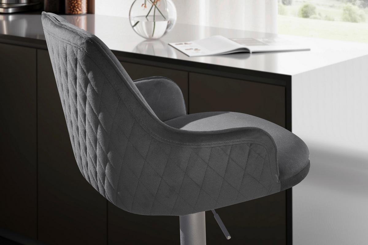 TABOURET DE BAR WL7.007 - Schwarz, Design, Textil/Metall (45/106/45cm) - MID.YOU