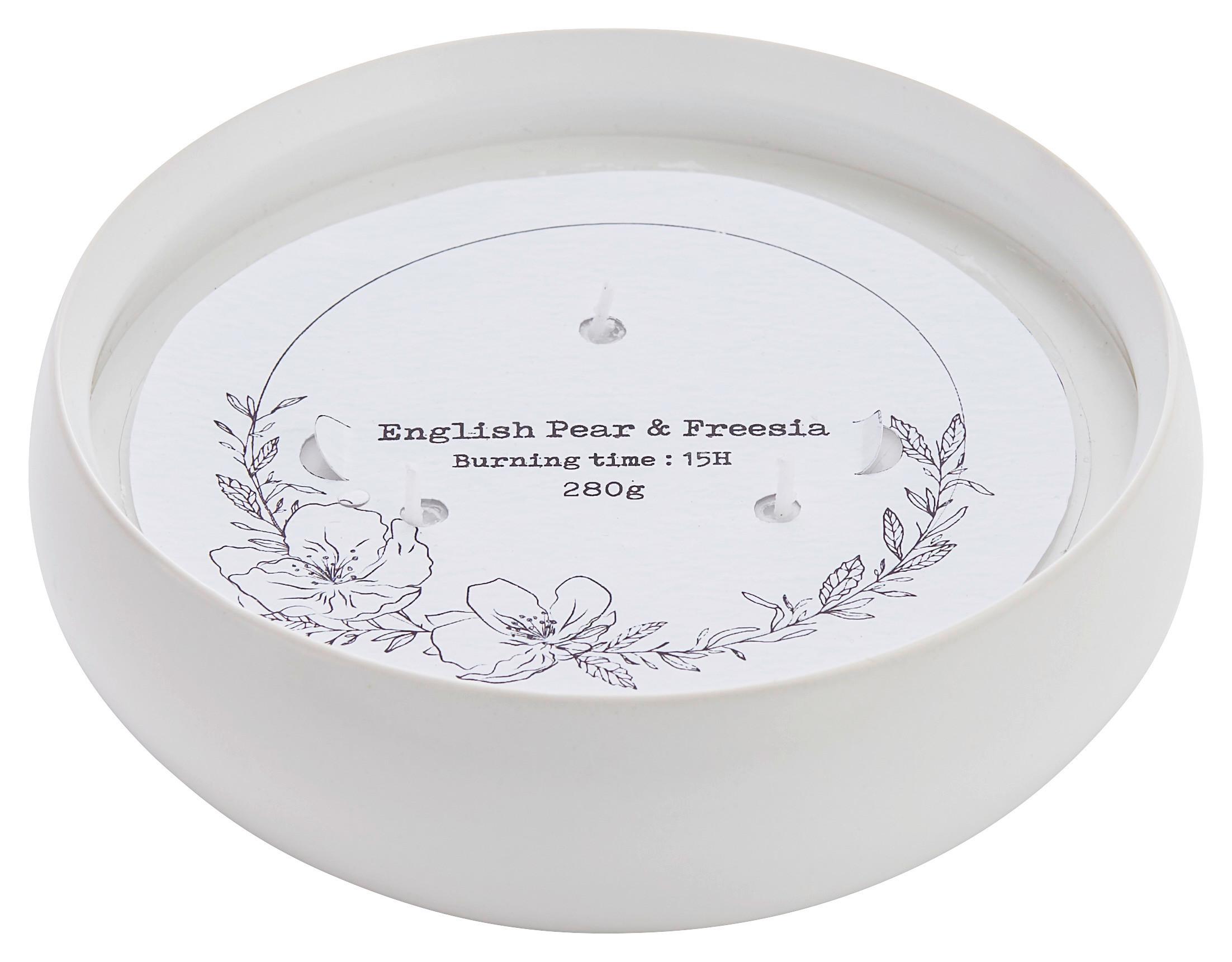 Lumânare parfumată în vas Ava - alb, Konventionell, ceramică (15,8/5,6cm) - Premium Living