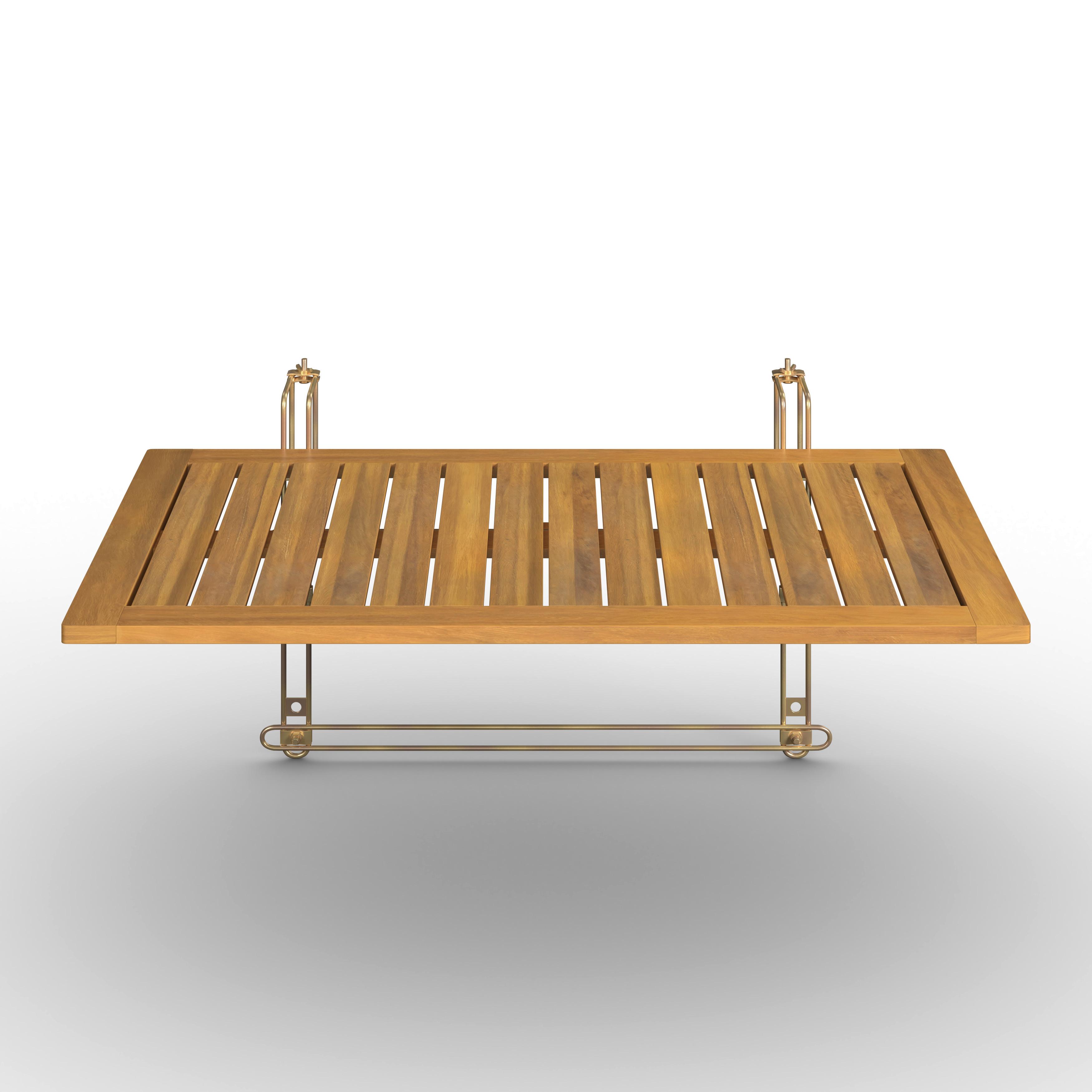 BALKONGBORD HELENA - akaciefärgad/guldfärgad, Modern, metall/trä (75/35/45cm) - Bessagi Garden