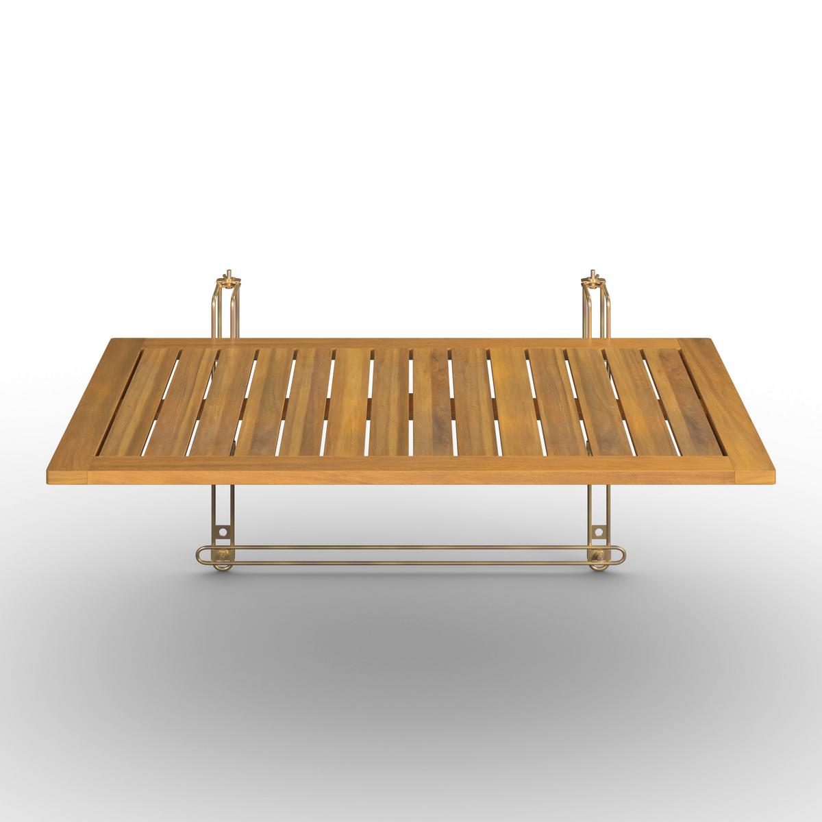 Balkontisch Helena Akazie/ Metall ca. 75x35x45 cm - Silberfarben/Akaziefarben, MODERN, Holz/Metall (75/35/45cm) - Bessagi Garden