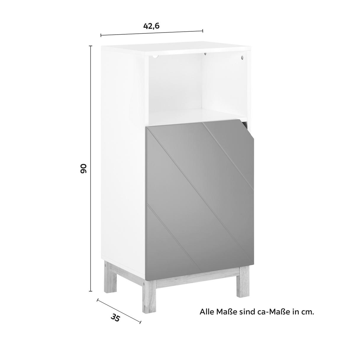 Unterschrank Rocco Grau ca. 42,6x90x35 cm - Naturfarben/Weiß, MODERN, Holz (42,6/90/35cm) - Bessagi Home