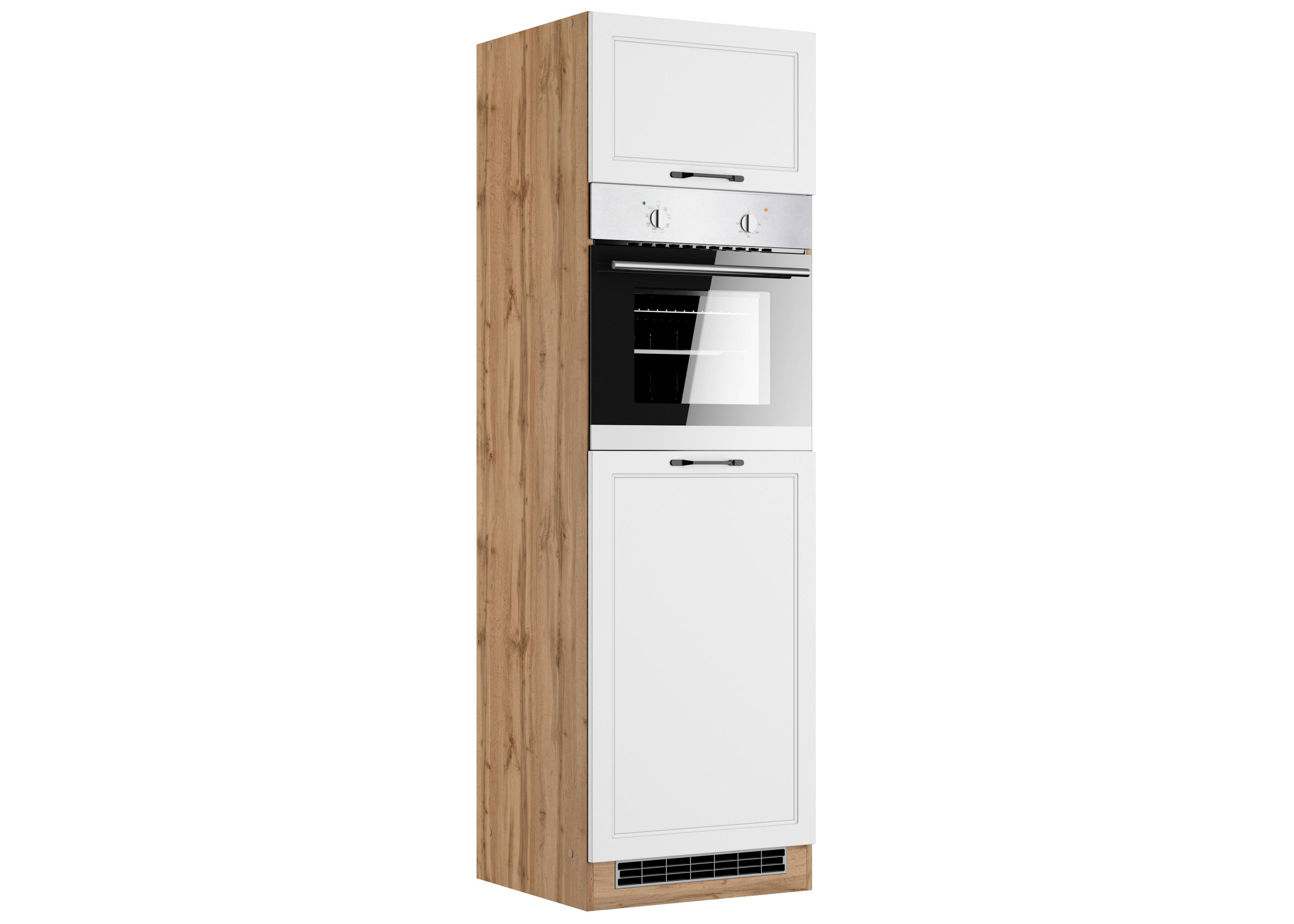 Geräteumbauschrank Meran ca. 60x200x60 cm Weiß/Eiche - Eiche Wotan/Schwarz, LIFESTYLE, Holzwerkstoff/Metall (60/200/60cm) - Held
