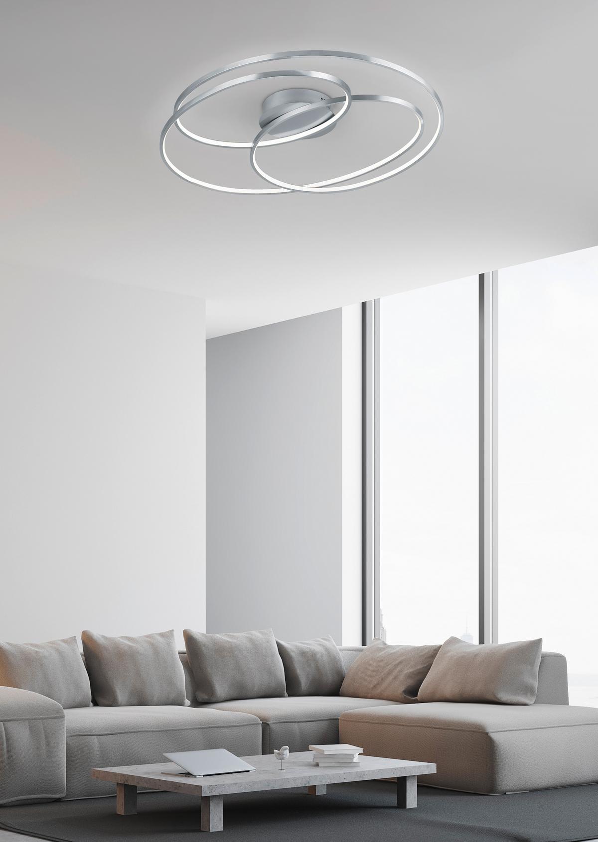 LED-Deckenleuchte Gale Nickelfarben max. 50 Watt - Nickelfarben, Design, Metall (80/14/65cm) - Trio Leuchten