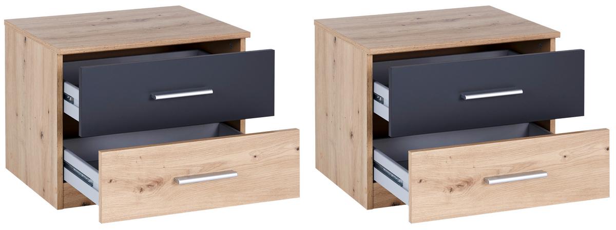 Dormitor Katrin - culoare lemn stejar/grafit, Konventionell, material pe bază de lemn - Best Price