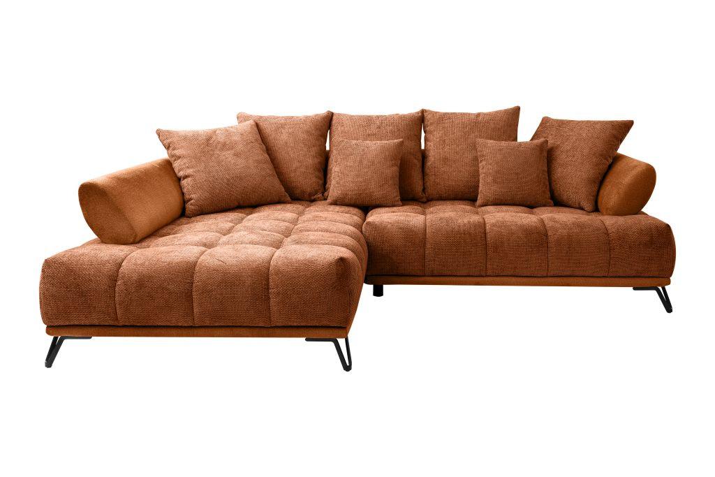 Kutna Garnitura Largo N - bakrenaste boje/crna, Moderno, tekstil/metal (184/262cm) - Modern Living