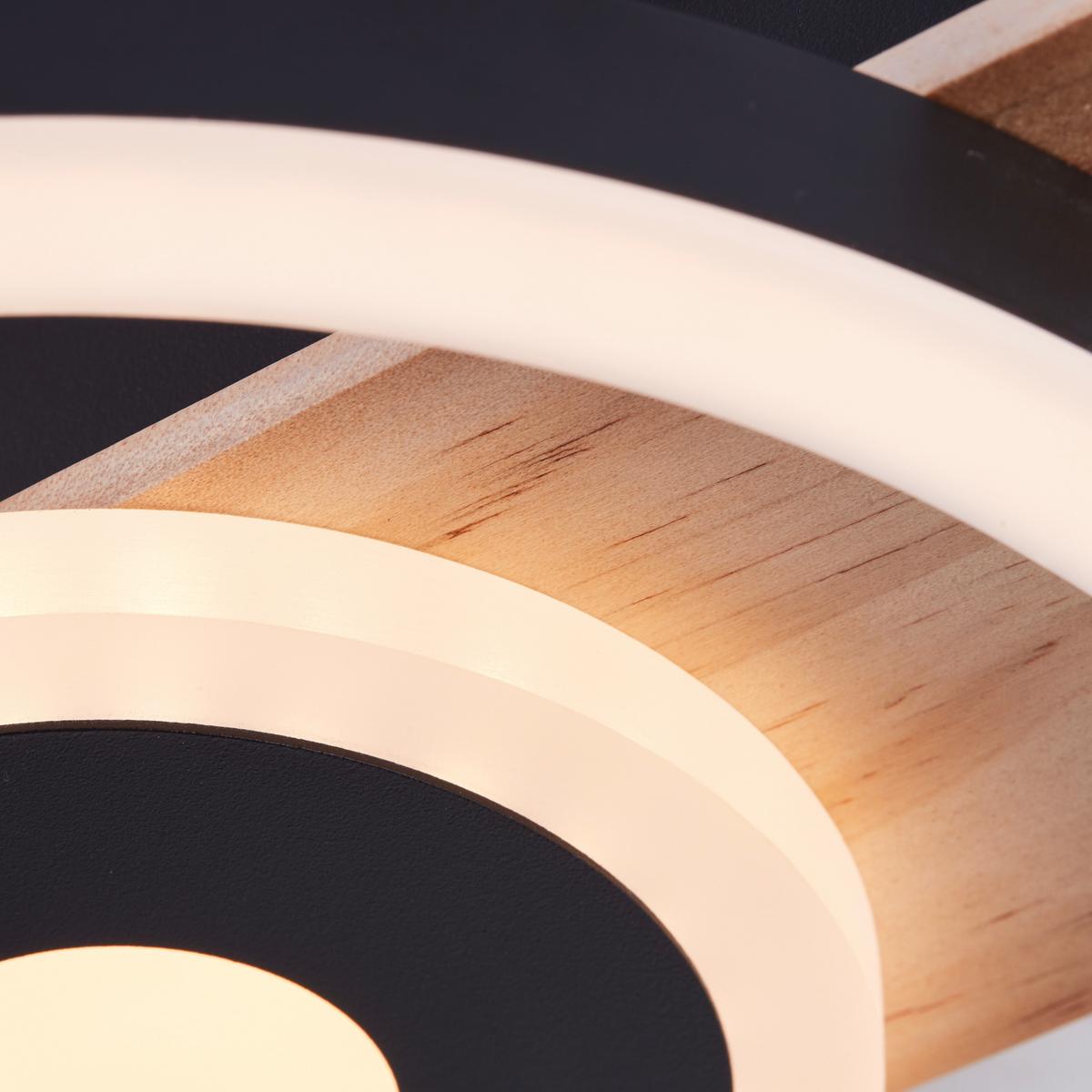 LED-Deckenleuchte Maureen Schwarz/Hellbraun max. 12 Watt - Hellbraun/Schwarz, Basics, Holz/Kunststoff (5,5/22/20cm) - Brilliant