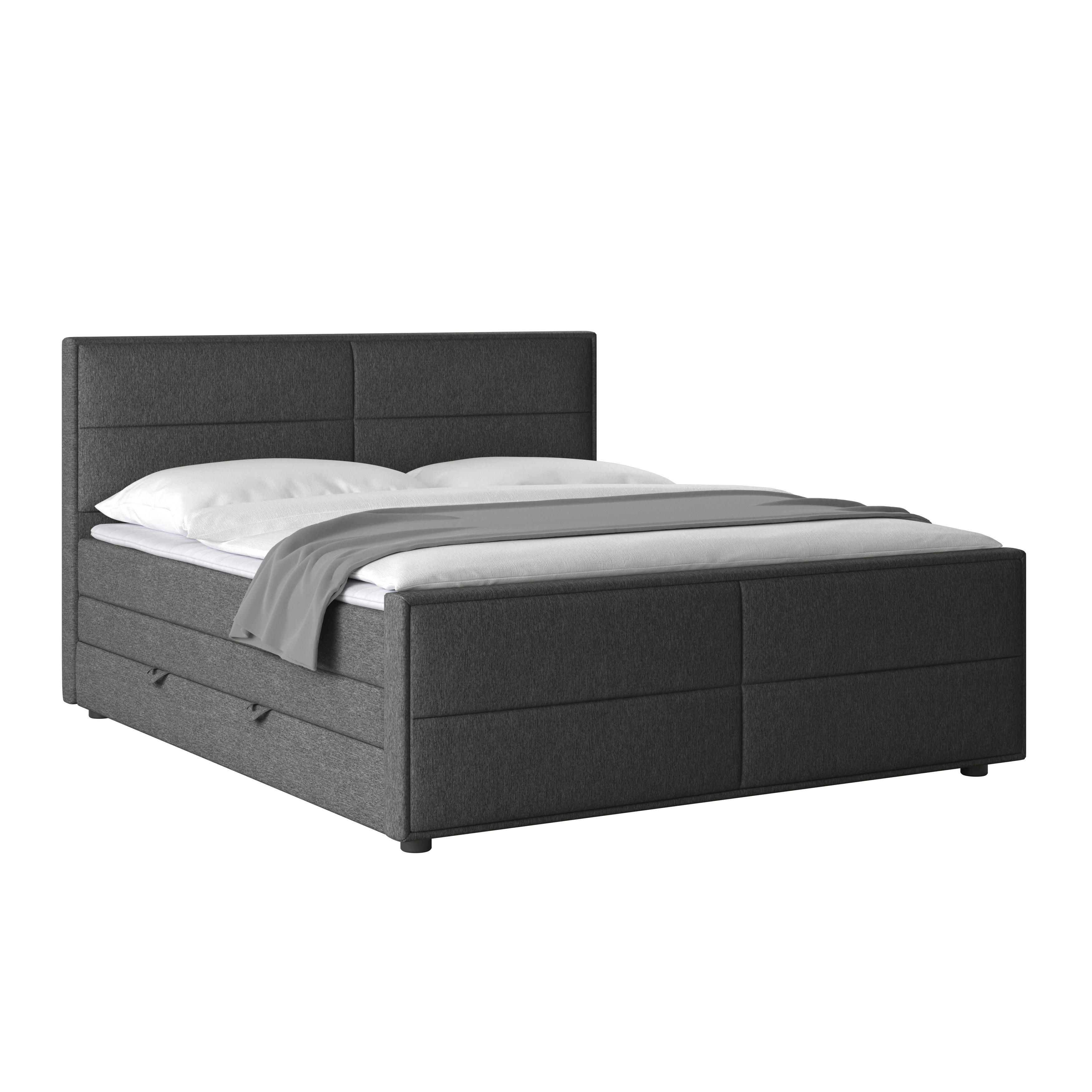 Boxspringbett Palermo ca. 180x200 cm Anthrazit - Anthrazit, MODERN, Holz/Kunststoff (180/200cm) - MID.YOU