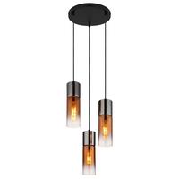 Hängeleuchte Annika Kupferfarben max. 25 Watt - Klar/Schwarzchrom, Design, Glas/Textil (34/150cm) - Globo