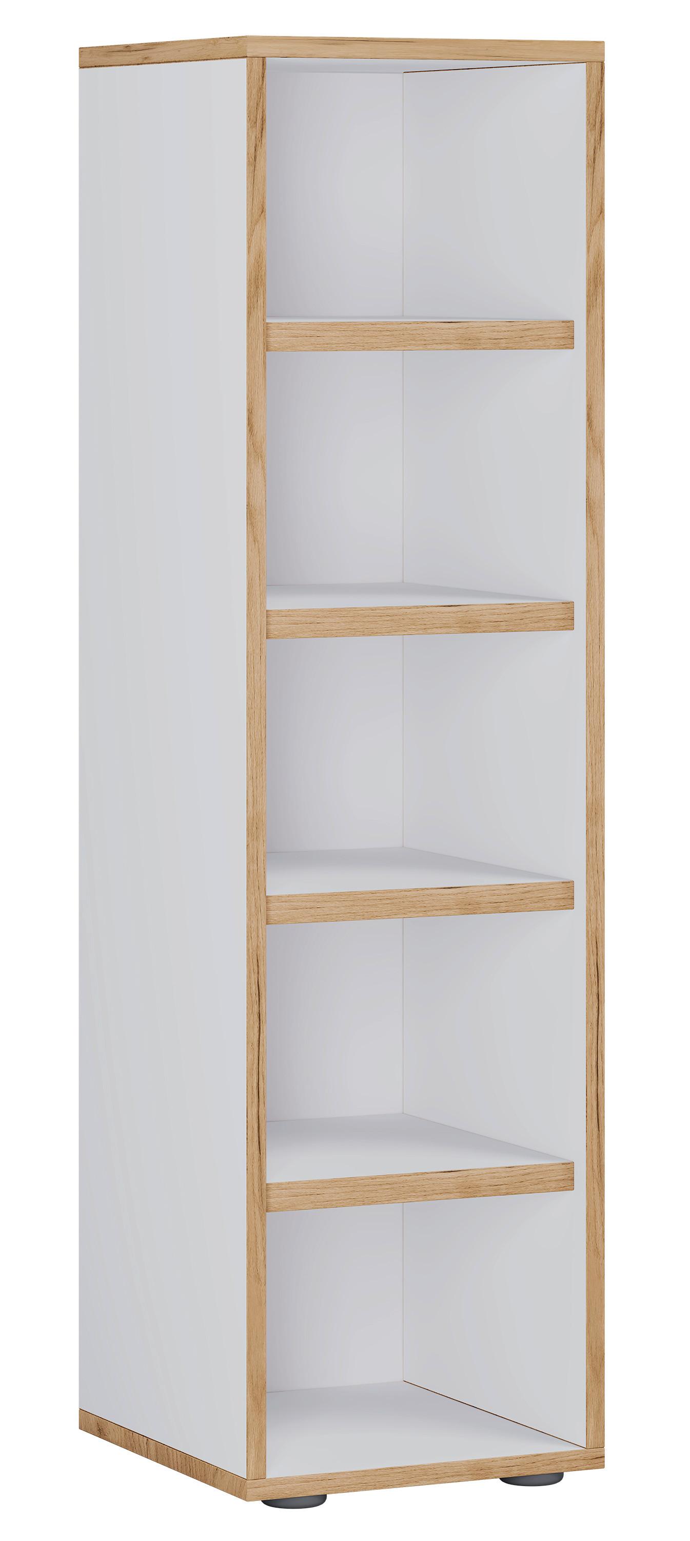 SCHUHREGAL SALIA - Honigeiche/Weiss, Design, Holzwerkstoff/Kunststoff (30/110/33cm) - MID.YOU