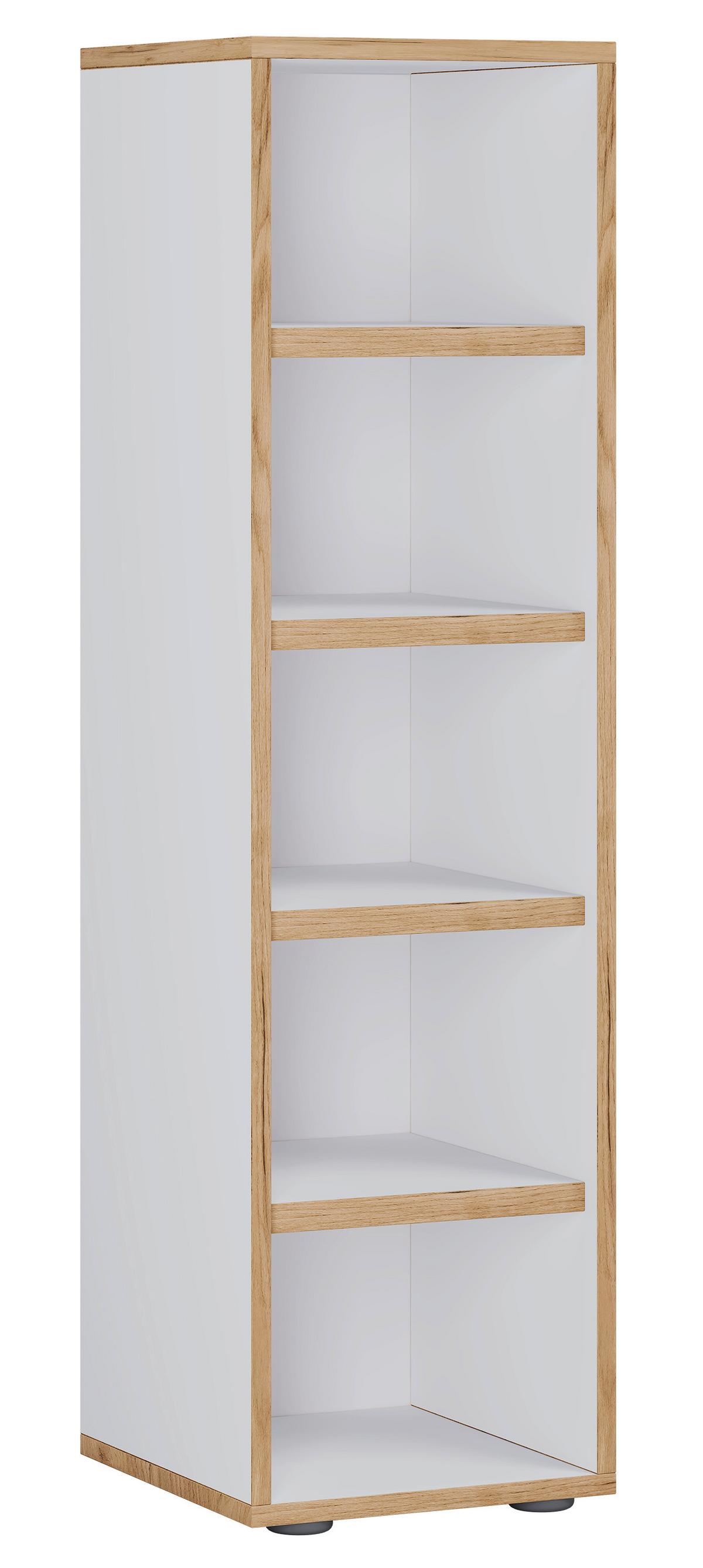 SCHUHREGAL SALIA - Honigeiche/Weiss, Design, Holzwerkstoff/Kunststoff (30/110/33cm) - MID.YOU