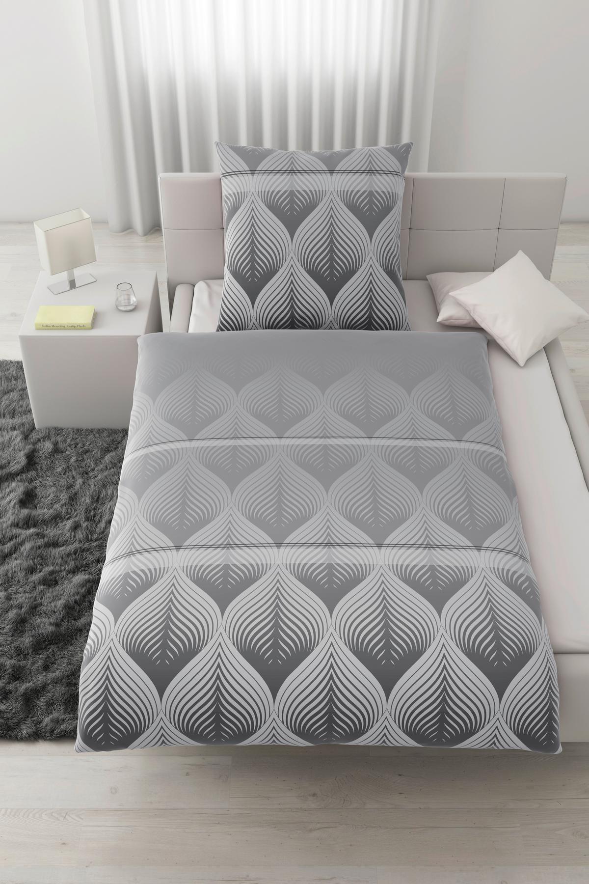 Bettwäsche Domps XL Grau ca. 155x220cm - Grau, MODERN, Textil (155/220cm) - Modern Living