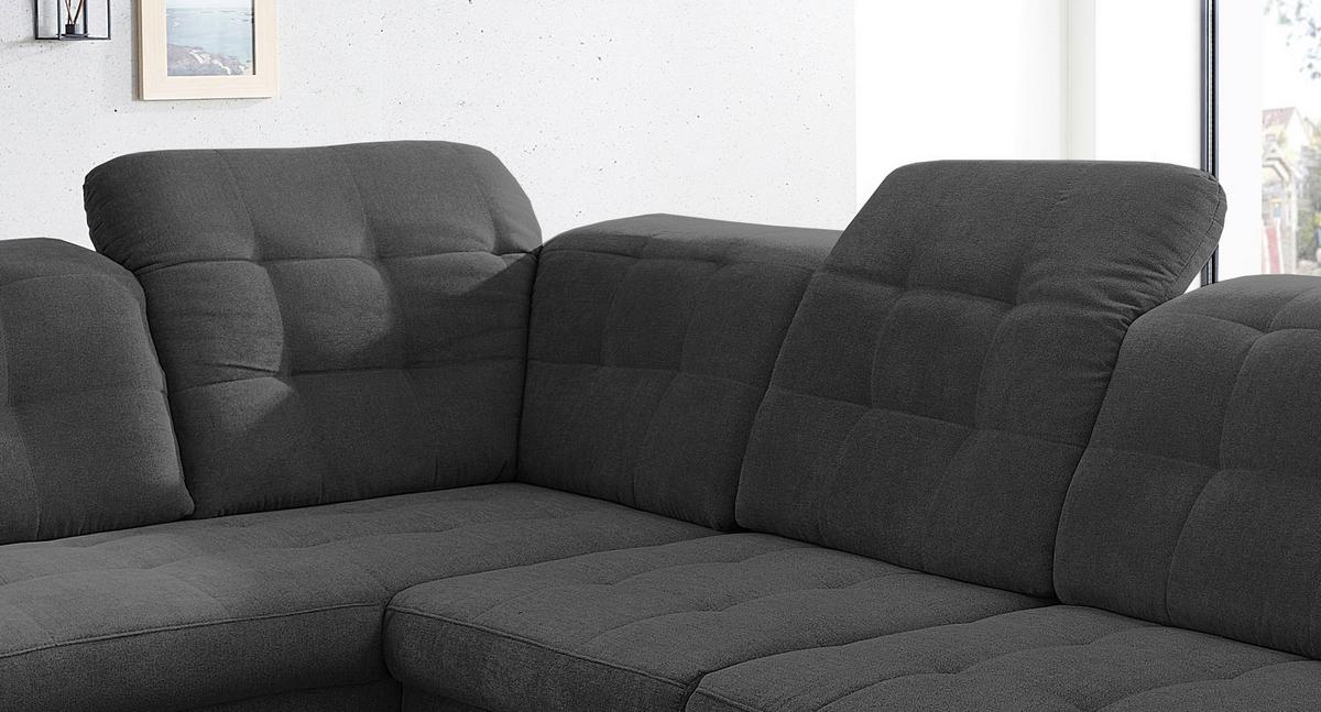 Wohnlandschaft Zira Schwarz Nylon/Mikrofaser - Chromfarben/Schwarz, Design, Kunststoff/Textil (212/330/169cm) - Livetastic