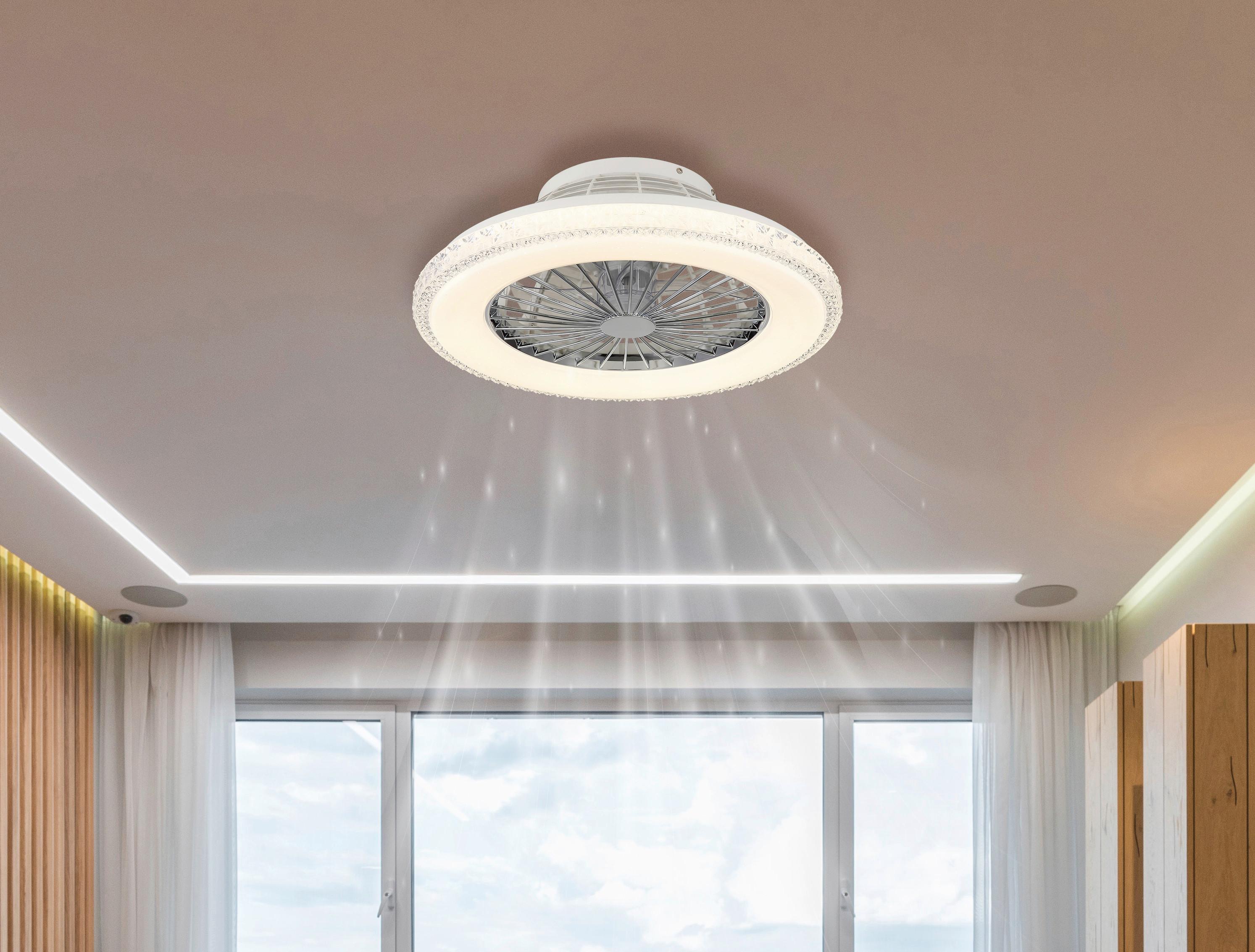 Stropni Ventilator 03654 - bijela/prozirno, Basics, metal/plastika (50/17,5cm) - Globo