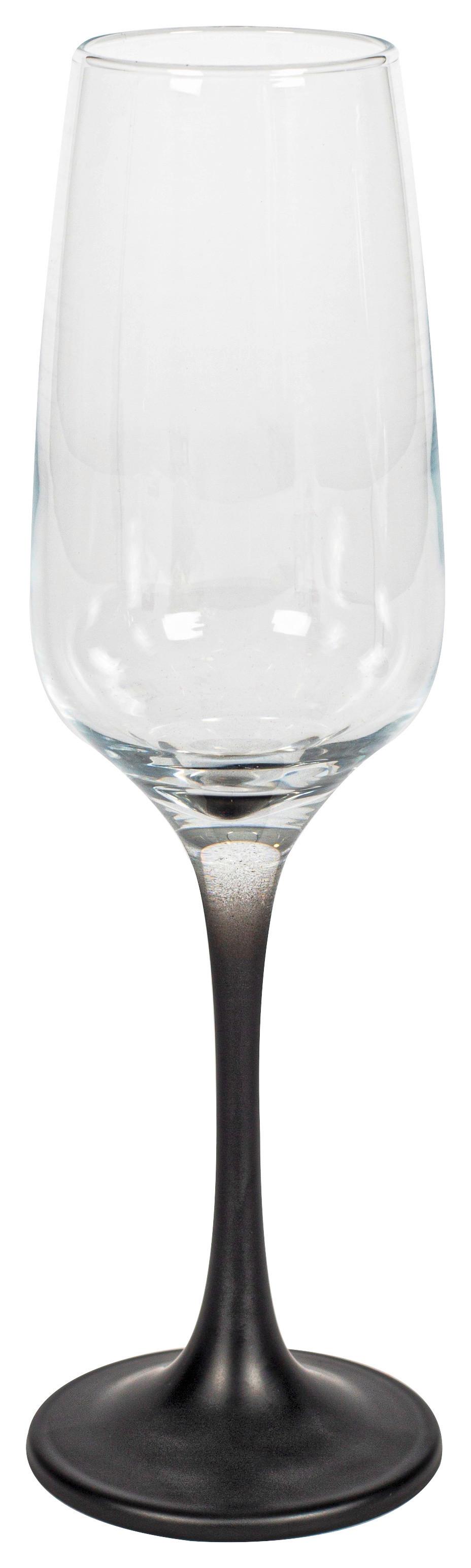 Sektglas Nini in Klar/Schwarz Ø ca. 4,5cm - Klar/Schwarz, MODERN, Glas (4,5/22,6cm) - Premium Living
