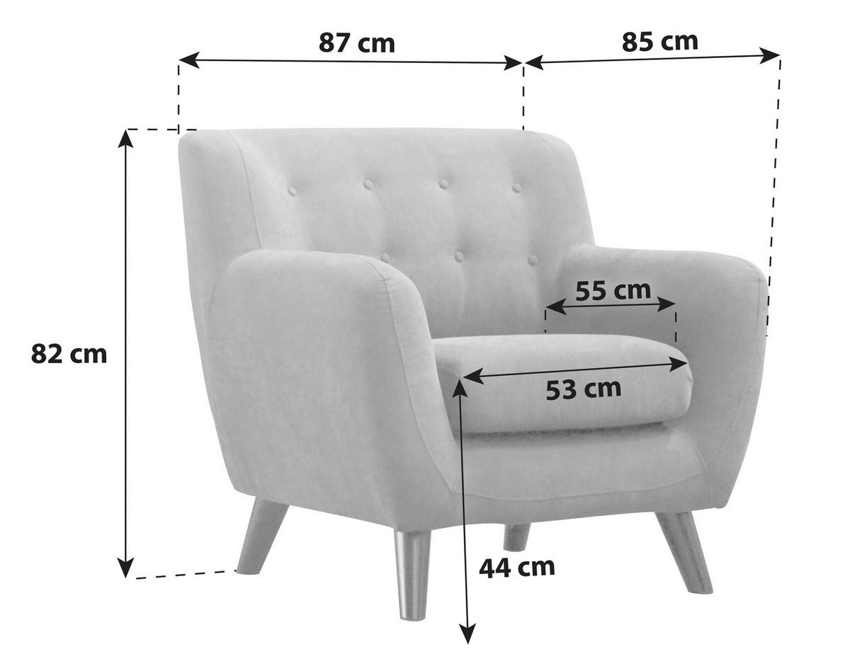 Naslanjač Monaco, Temno Siva, Mikrovlakna - temno siva/črna, Moderno, tekstil/les (87/82/85cm) - Modern Living